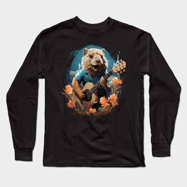 Prairie Dog Playing Guitar Long Sleeve T-Shirt by JH Mart